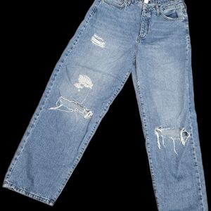 Forever 21 Blue Relaxed Jeans with Distressed Details